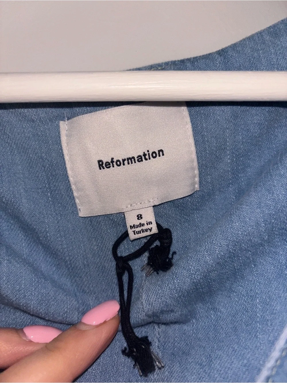 Reformation Light Blue Denim V-Neck Button-Front Midi Dress - Picture 3 of 4